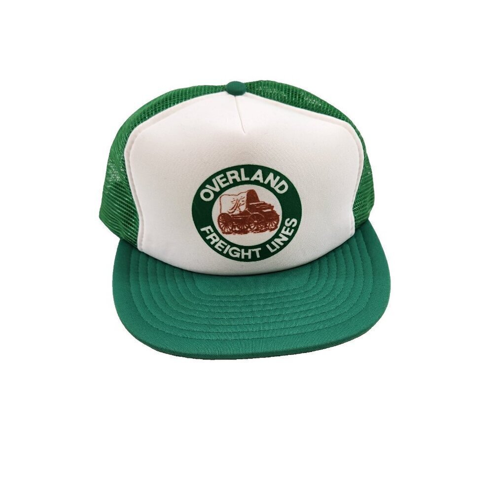 Overland Freight Lanes Trucker Hat Mesh Back Snapback Cap Size M/L White & Green